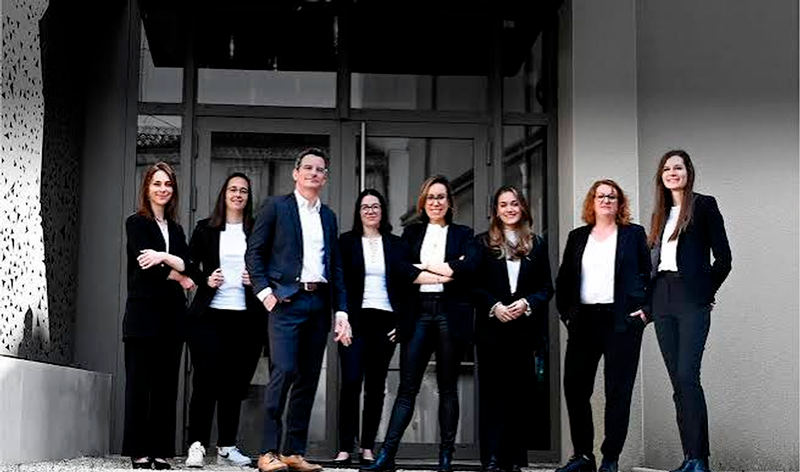 Attorneys working in a modern law office